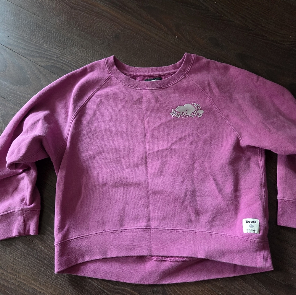 Roots Kids Pink Crewneck Sweatshirt, Size Large, Age 9-10 Years Old, EUC